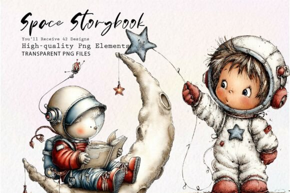 Download Cute Space Storybook PNG Clipart - Art Collection
