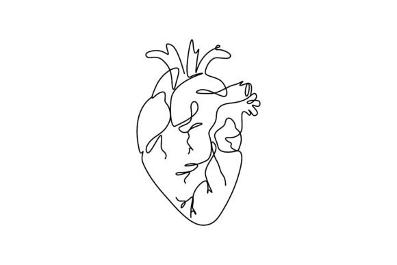 Download Single-line Drawing of the Human Heart - Art Collection