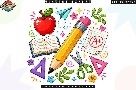Download Colorful Classroom Supplies Clipart PNG - Art Collection