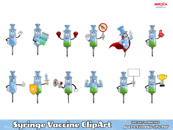 Download Syringe Vaccine Cartoon ClipArt Set - Art Collection