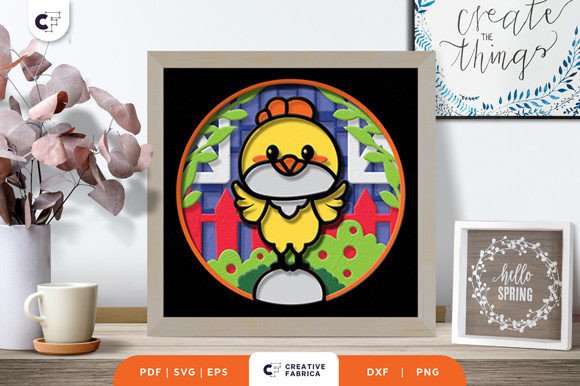 Download Cute Cartoonish Chick 3D Shadow Box - Art Collection
