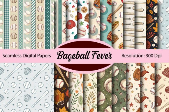 Download BASEBALL FEVER Seamless Digital Paper - Digital Collection