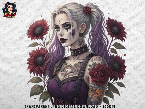 Download Dark Gothic Beauty with Flowers - Dark Collection