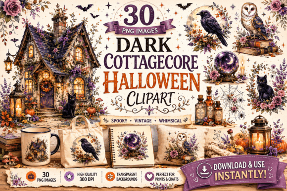 Download Dark Cottagecore Halloween Clipart - Art Collection