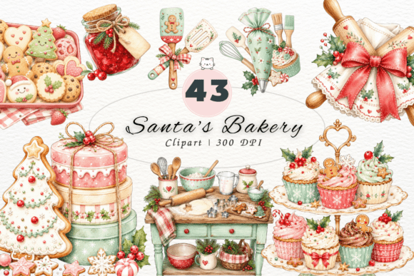 Download Cute Santa's Bakery Clipart,Christmas - Art Collection