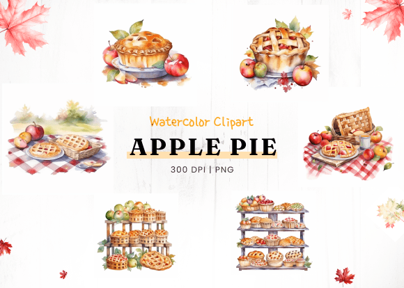 Download Fall Apple Pie Watercolor Clipart - Art Collection