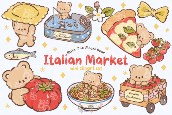 Download Kawaii Bear Italian Market Clipart - Art Collection