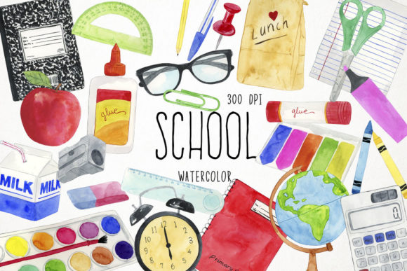 Download Watercolor School Clipart, Classroom - Art Collection