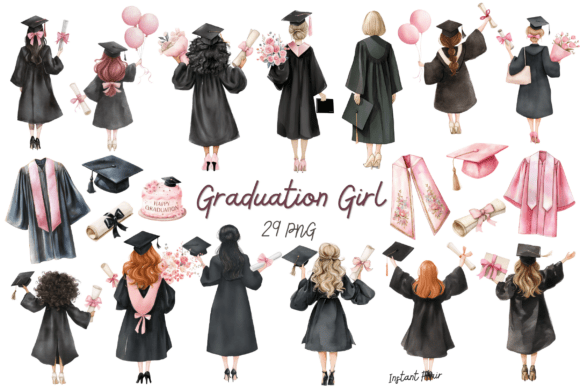 Download Graduation Girl Clipart Bundle - Art Collection