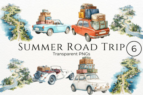Download Summer Road Trip Watercolor Clipart - Art Collection