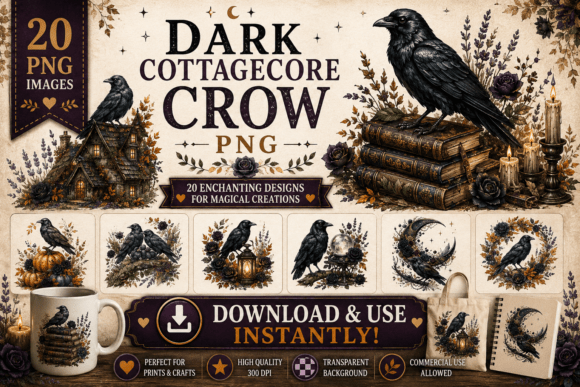 Download Dark Cottagecore Crow Clipart - Art Collection
