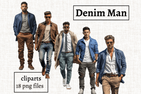 Download Casual Man Clipart Bundle, Denim Man - Art Collection