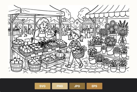 Download Market Scene Elderly Woman Selling - Market Collection