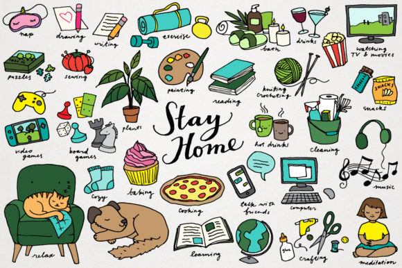 Download Stay Home Quarantine Clipart Set - Art Collection