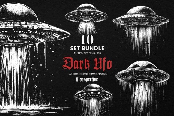 Download 10 Bundle Dark Art UFO Plane Alien Space - Art Collection