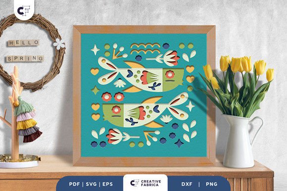 Download Fish Folk Art 3D Shadow Box Paper Cut - Art Collection