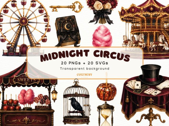 Download Dark Circus Watercolor Cliparts PNG - Art Collection