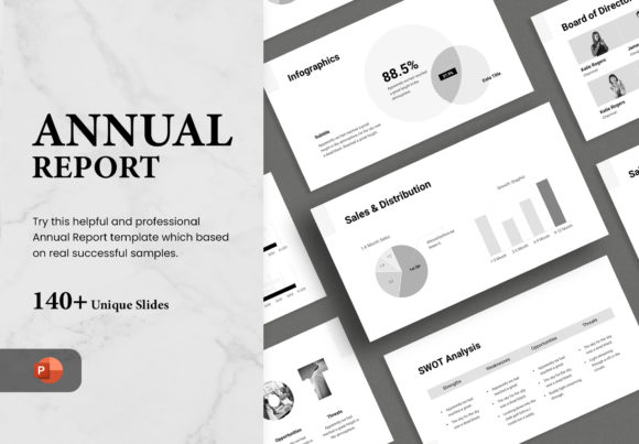 Download Annual Report -  PowerPoint Template - Annual report Collection