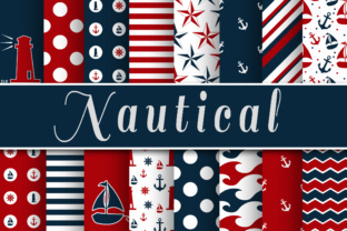 Download Red and Navy Blue Nautical Designs Digital Paper - Digital Collection