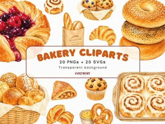 Download Bakery Watercolor Cliparts, Pastries PNG - Art Collection