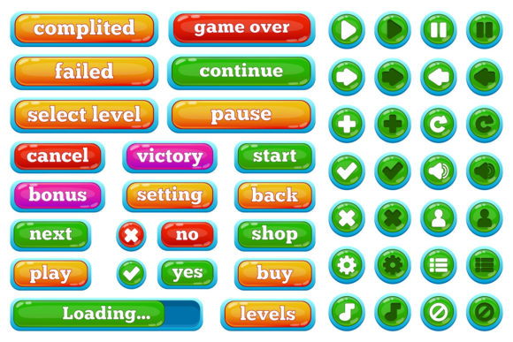 Download Cartoon Interface Buttons - Art Collection