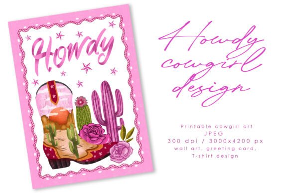 Download Howdy Soft Pink Feminine Western Art - Art Collection