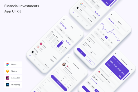 Download Financial Investments App UI Kit - Investments Collection