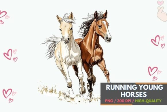 Download Running Young Horses Sublimation Art - Art Collection